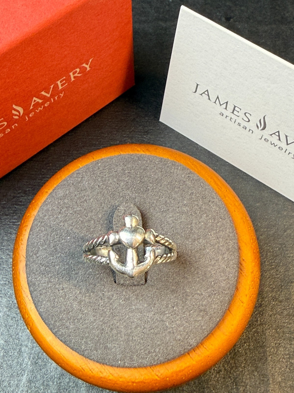 Retired James Avery Faith Hope & Love Twisted Rope Anchor Heart Ring Size 6.75